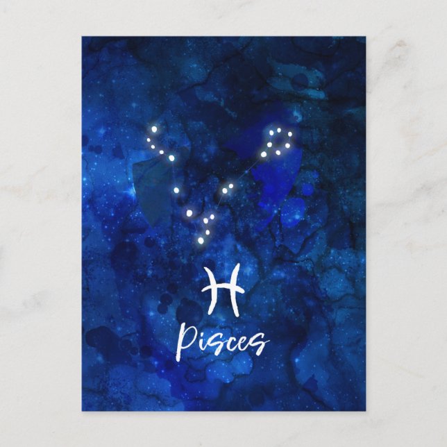 Pisces Zodiac Constellation Blue Galaxy Celestail Postcard (Front)