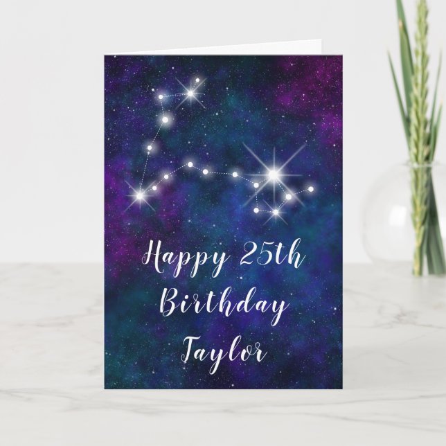 Pisces Zodiac Constellation Happy Birthday Card (Front)