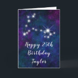 Pisces Zodiac Constellation Happy Birthday Card<br><div class="desc">This cosmic and celestial birthday card can be personalised with a name or title such as mum, daughter, granddaughter, niece, friend etc. The design features the Pisces zodiac constellation on a dark blue and purple watercolor galaxy background with scattered stars. The text combines handwritten script and modern serif fonts for...</div>