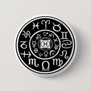 Pisces - Zodiac Constellation & Planetary Design 6 Cm Round Badge