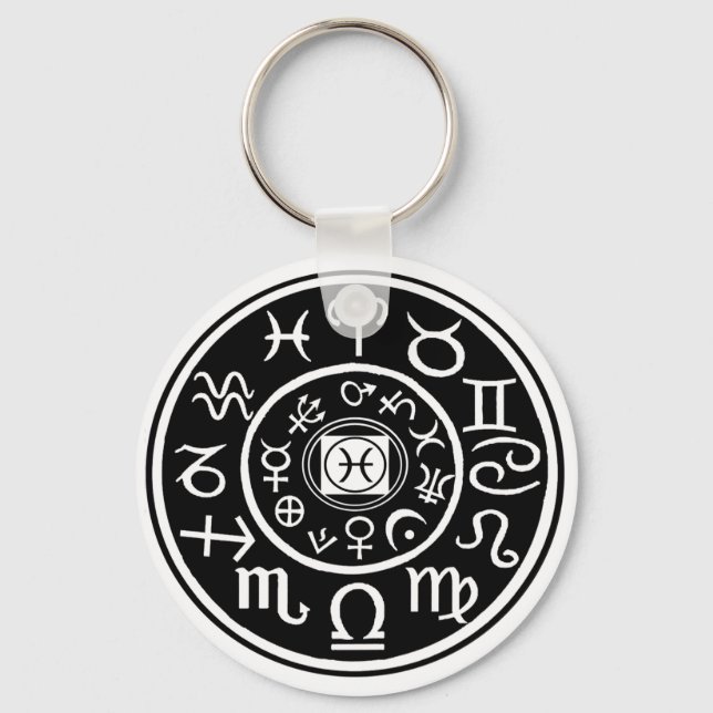 Pisces - Zodiac Constellation & Planetary Design Key Ring (Front)