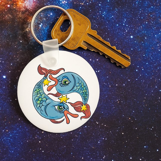 Pisces Zodiac Fish Celestial Astrology Key Ring (Creator Uploaded)