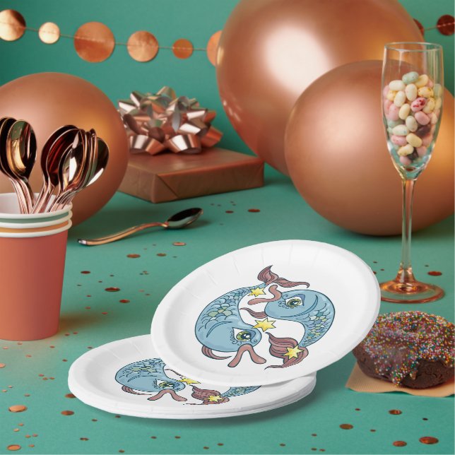 Pisces Zodiac Fish Celestial Astrology Paper Plate (Multi)