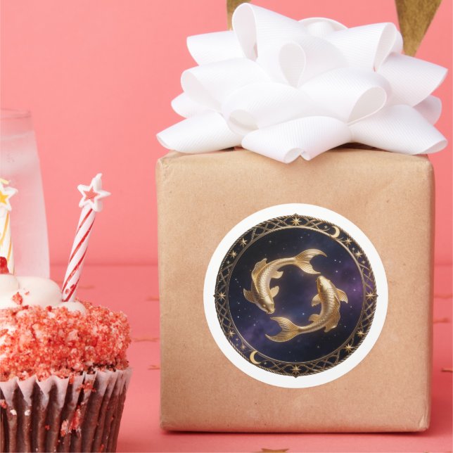 Pisces Zodiac Fish Classic Round Sticker (Party)