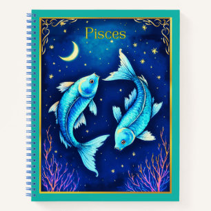 Pisces Zodiac Fish Swim in Cosmic Waters Journal