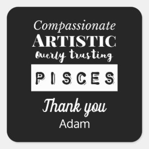 Pisces Zodiac Fun Characteristics Birthday Square Sticker