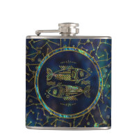 Pisces Zodiac Gold Abalone on Constellation 