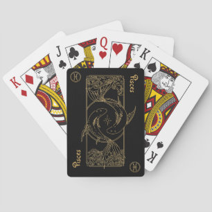 Pisces Zodiac Gold and Black Design Playing Cards