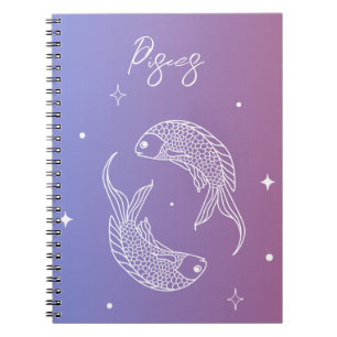 Pisces zodiac horoscope star sign gradient notebook