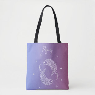 Pisces zodiac horoscope star sign gradient tote bag