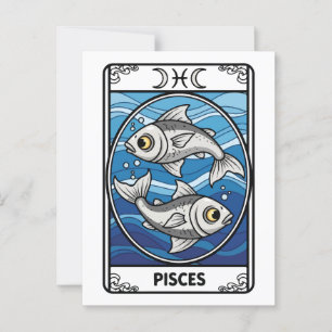 Pisces Zodiac Illustration Tarot Style Postcard