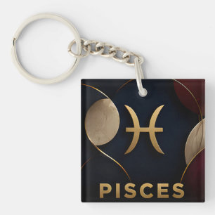 Pisces Zodiac Luxury Celestial Astrology Gift Key Ring