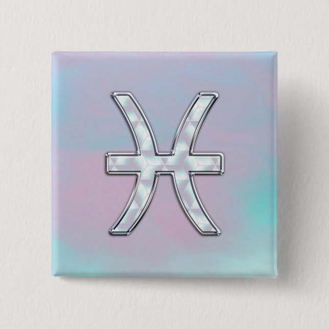 Pisces Zodiac Mother of Pearl Style Decor 15 Cm Square Badge (Front)