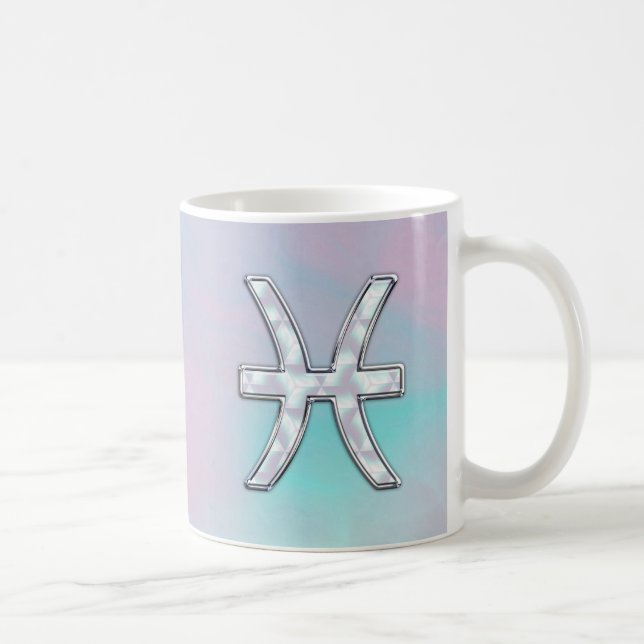 Pisces Zodiac Mother of Pearl Style Decor Coffee Mug (Right)