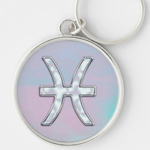 Pisces Zodiac Mother of Pearl Style Decor Key Ring