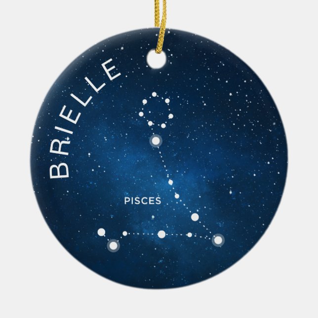 Pisces Zodiac Ornament Personalized Zodiac Gift (Front)