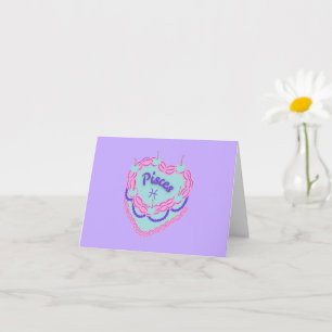 Pisces Zodiac Pastel Heart Birthday Cake Card