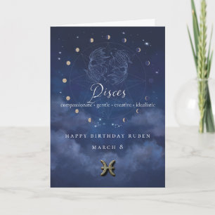 Pisces Zodiac Personalised Birthday Card