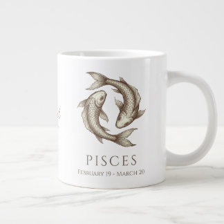 Pisces Zodiac Personalised Name & Birth Date Large Coffee Mug
