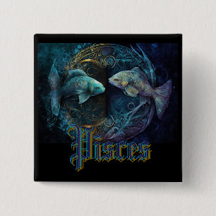 Pisces Zodiac Sign 15 Cm Square Badge