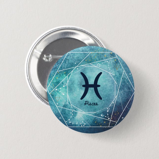Pisces Zodiac Sign 6 Cm Round Badge (Front & Back)