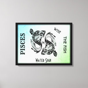 Pisces Zodiac Sign and Symbol Wrapped Canvas
