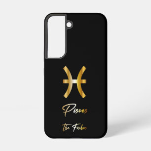 Pisces Zodiac Sign, Black & Gold Samsung Galaxy Case