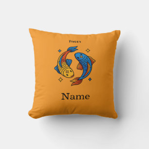 Pisces Zodiac Sign Cartoon Fish Illustration Cushion