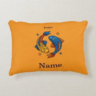 Pisces Zodiac Sign Cartoon Fish Illustration Decorative Cushion