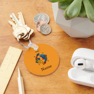 Pisces Zodiac Sign Cartoon Fish Illustration Key Ring