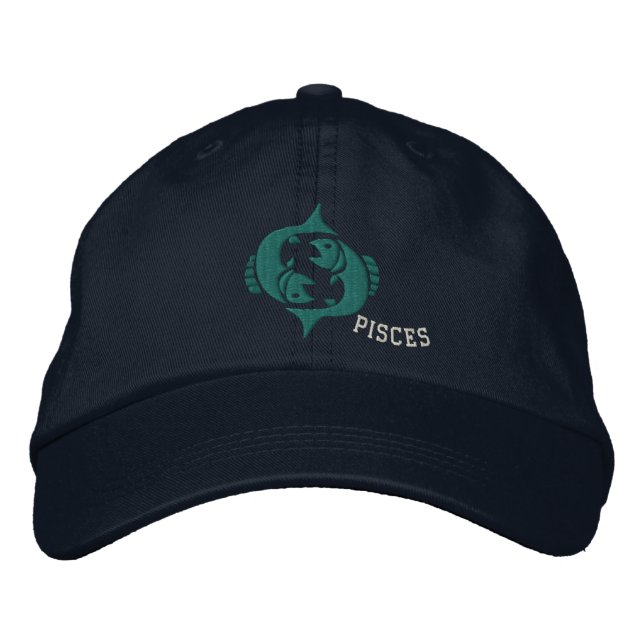 Pisces Zodiac Sign Embroidery Feb 19 - March 20 Embroidered Hat (Front)
