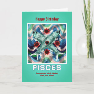 Pisces Zodiac Sign Happy Birthday Card
