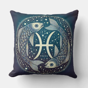 Pisces Zodiac Sign Illustrated with Fish Cushion