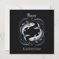 Pisces Zodiac Sign Illustration with Custom Name