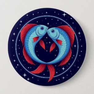 Pisces Zodiac Sign in a Cosmic Artistic Style 10 Cm Round Badge