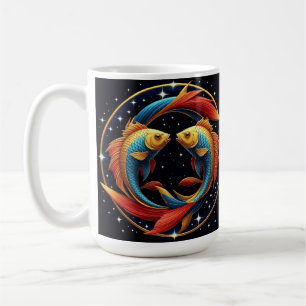 Pisces Zodiac Sign in a Cosmic Artistic Style Coffee Mug