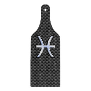 Pisces Zodiac Sign in Carbon Fiber Style Cutting Board