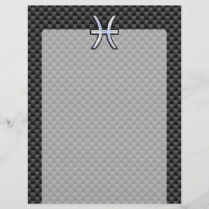 Pisces Zodiac Sign in Carbon Fibre Style