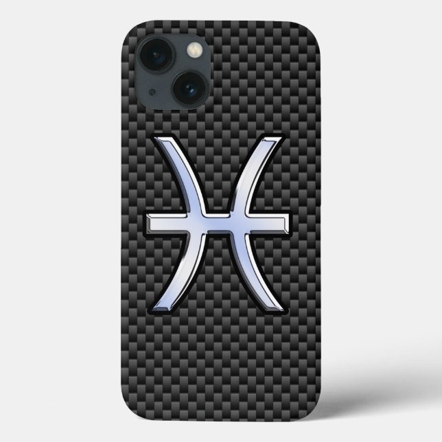 Pisces Zodiac Sign in Carbon Fibre Style Case-Mate iPhone Case (Back)
