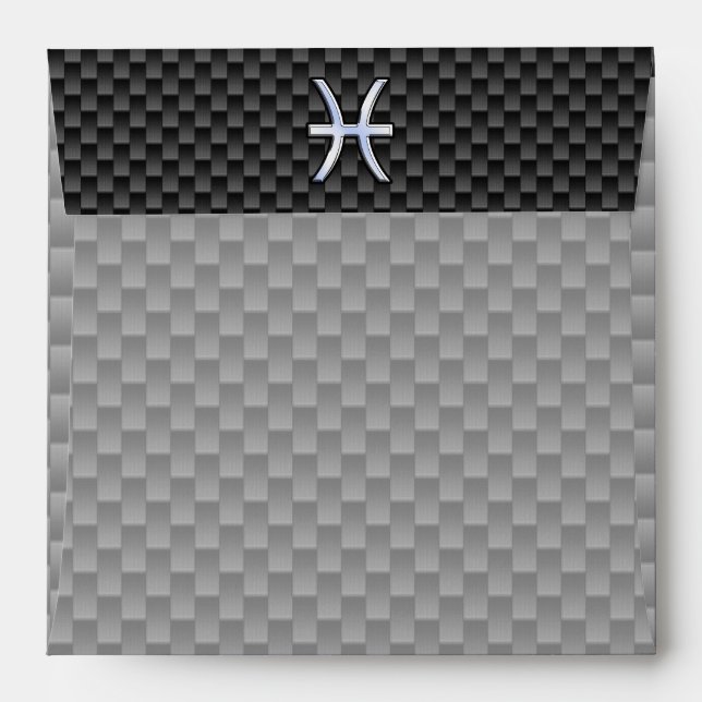 Pisces Zodiac Sign in Carbon Fibre Style Envelope (Back (Top Flap))