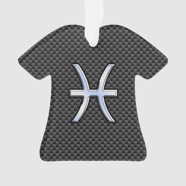 Pisces Zodiac Sign in Carbon Fibre Style Ornament (Front)