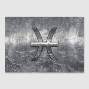 Pisces Zodiac Sign in Grunge Silver Steel Style