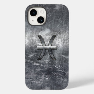 Pisces Zodiac Sign in grunge steel style Case-Mate iPhone 14 Case