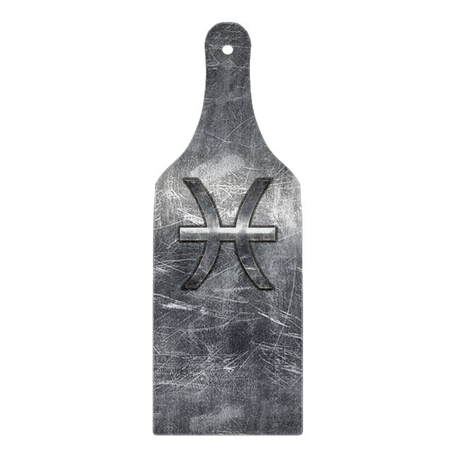 Pisces Zodiac Sign in grunge steel style Cutting Board (Front)