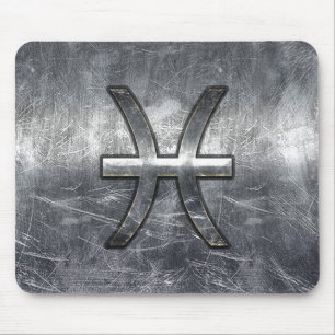 Pisces Zodiac Sign in grunge steel style decor Mouse Mat