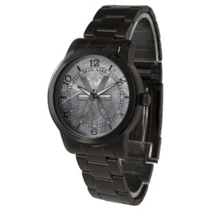 Pisces Zodiac Sign in grunge steel style dial Watch