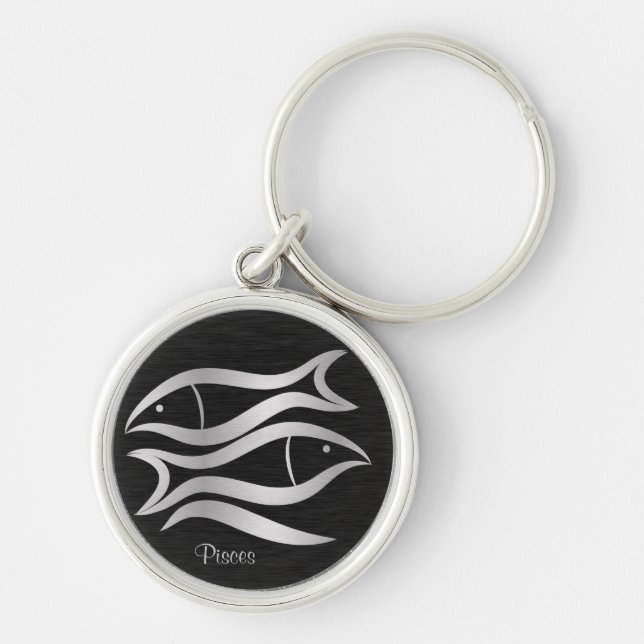 Pisces Zodiac Sign Key Ring (Front)