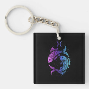 Pisces zodiac sign key ring