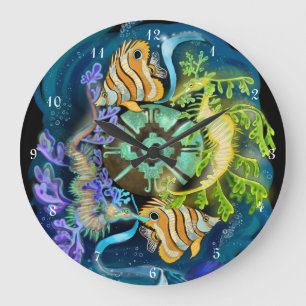 Pisces Zodiac Sign  Large Clock