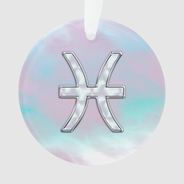 Pisces Zodiac Sign Mother of Pearl style Ornament (Front)